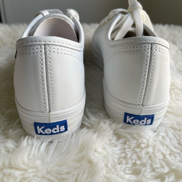 Triple Kick Luxe White Leather Platform Keds Sneakers - Picture 4 of 6